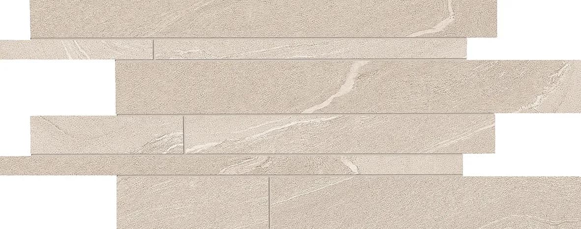 MARTELLATA Sand, Mosaic, Square, Listelli Sfalsati, 12×24, Natural