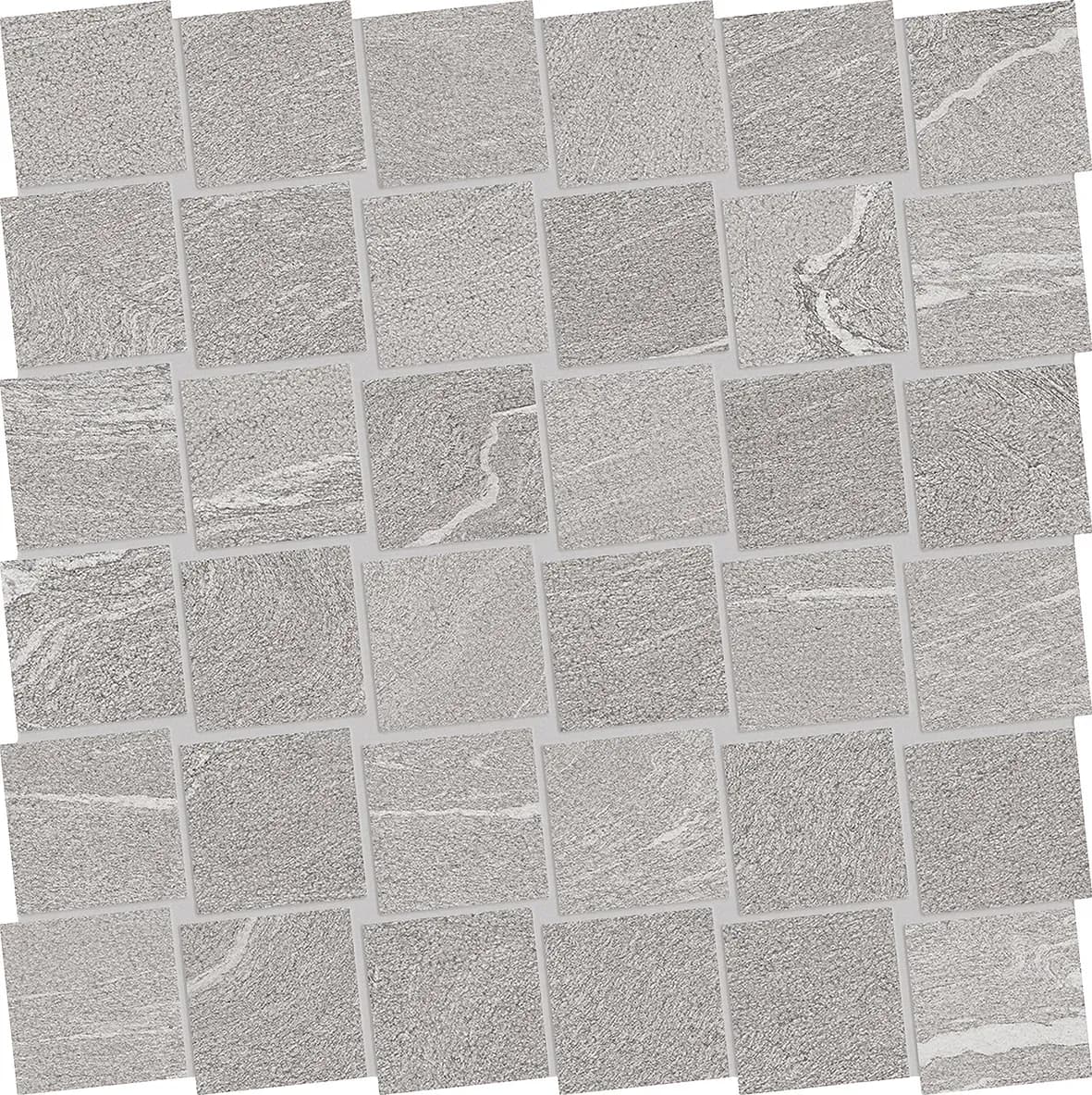 Minimal Grey, Mosaic, Square, Tessera Dado Mosaic, 12×12, Natural