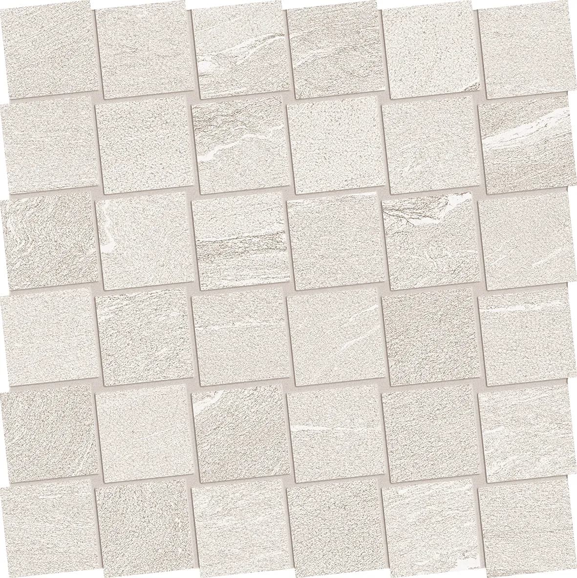 Martellata White, Mosaic, Square, Tessera Dado Mosaic, 12×12, Natural