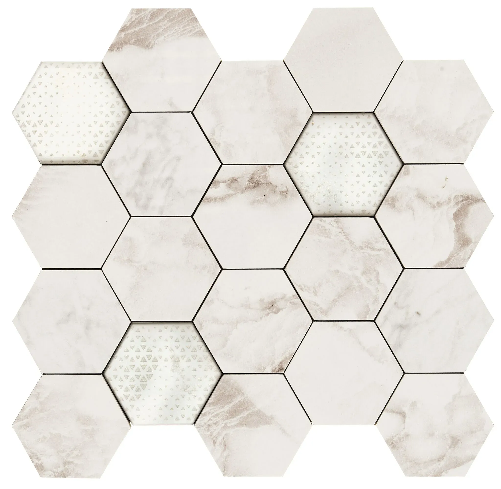 Pearl, Mosaic, Rectangle, Hexagon Mosaic, 13.5×14, Polished