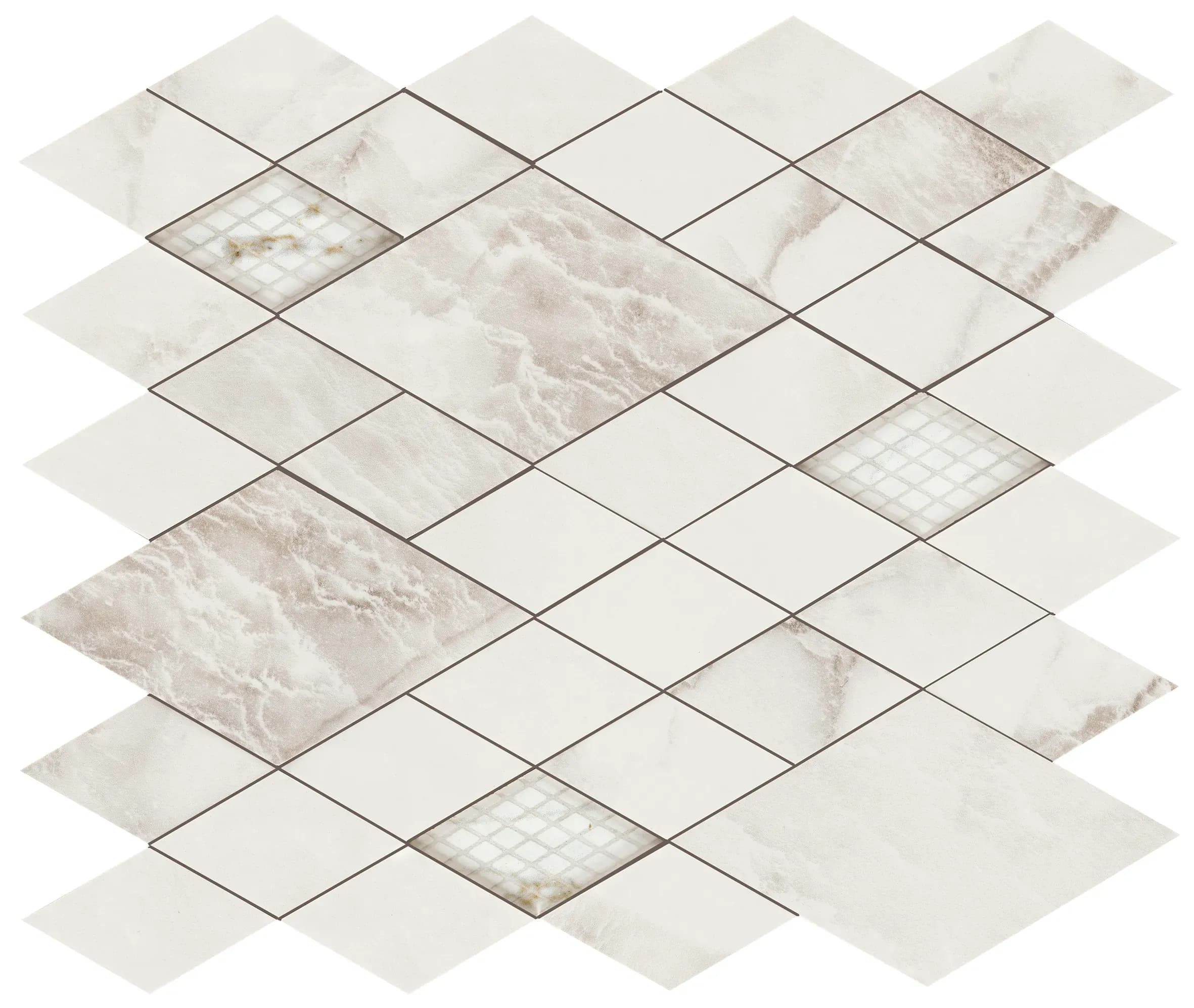 Pearl, Mosaic, Rectangle, Net Mosaic, 12×14, Polished