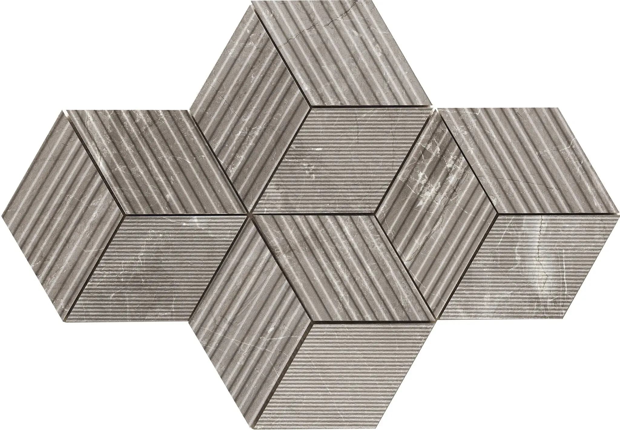 Grey, Mosaic, Square, Cube Mosaic, 12×12, Natural