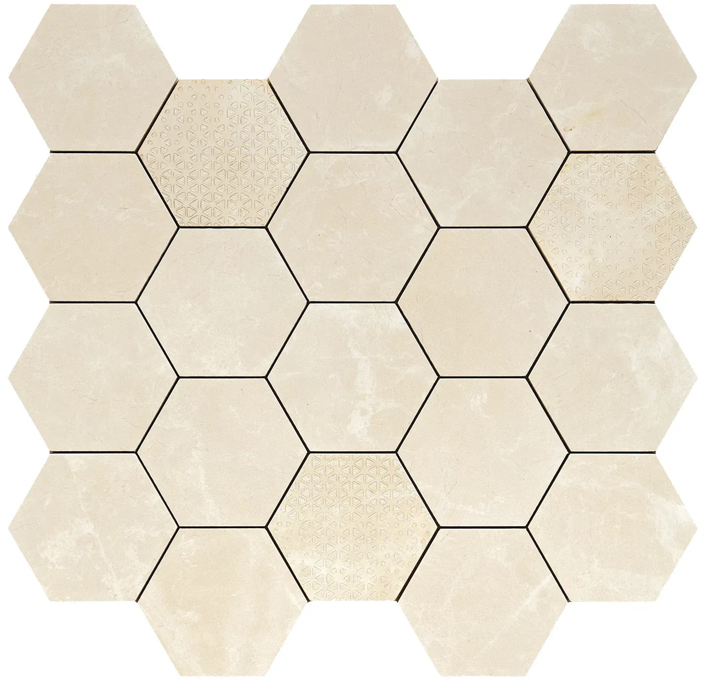 Marfil, Mosaic, Rectangle, Hexagon Mosaic, 13.5×14, Polished
