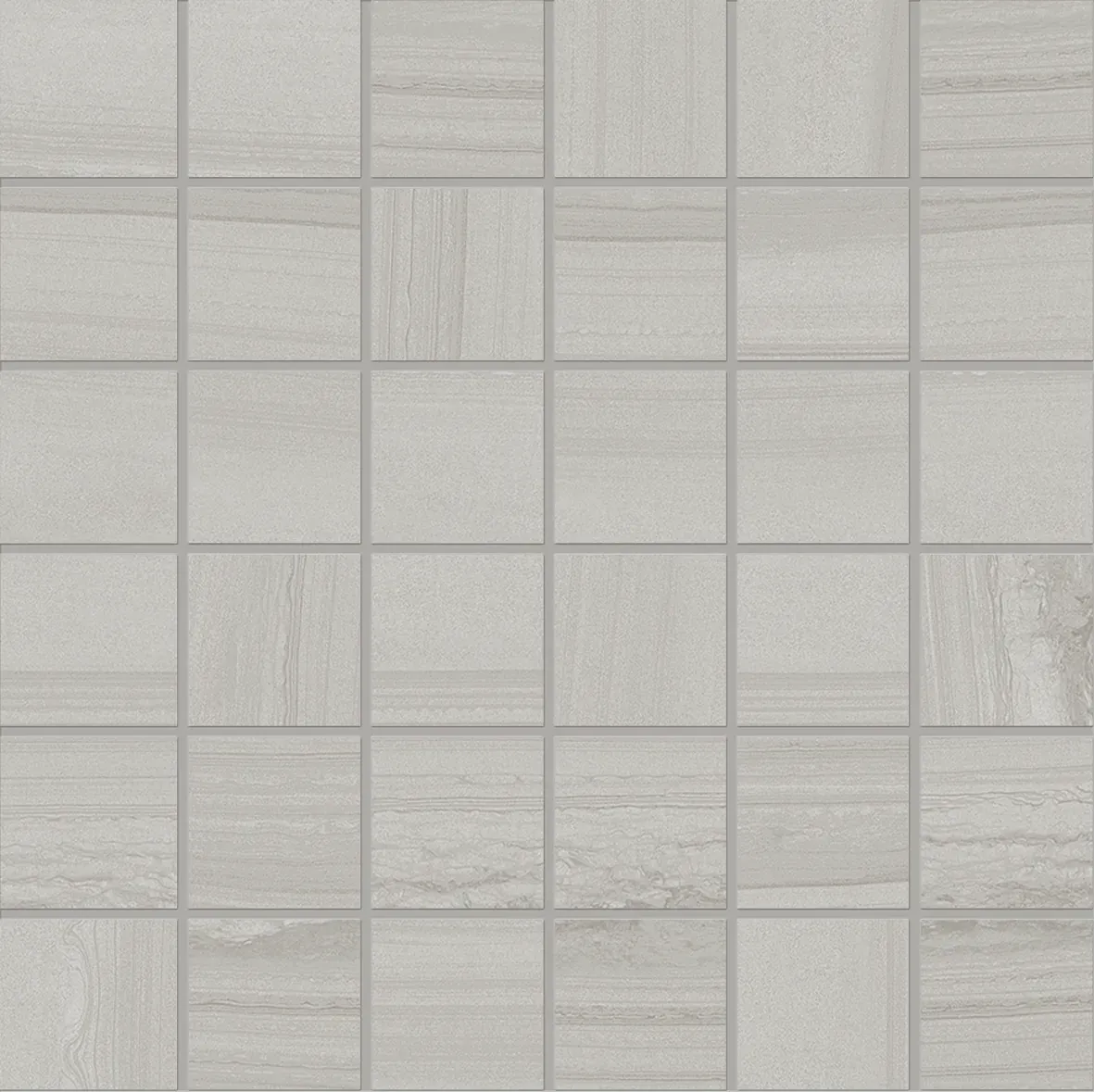 Veincut Light Grey, Mosaic, Square, 2x2" Tessera Vein Cut Mosaic, 12×12, Natural