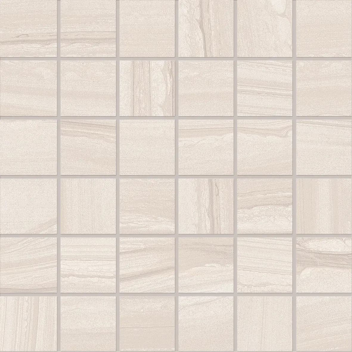 Veincut White, Mosaic, Square, 2x2" Tessera Vein Cut Mosaic, 12×12, Natural