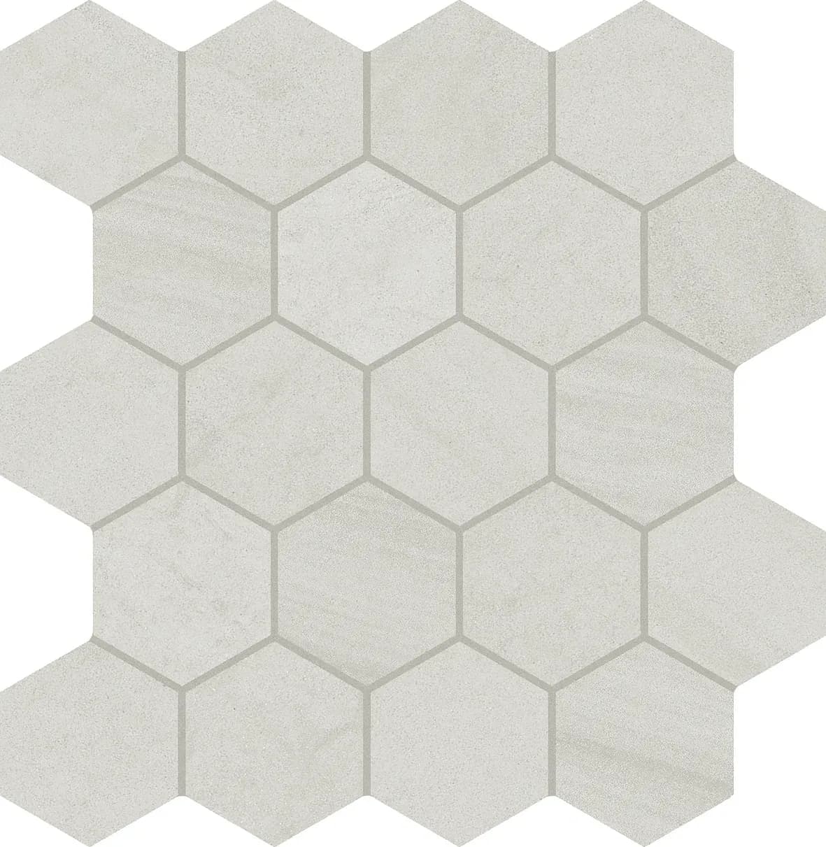Crosscut Light Grey, Mosaic, Hexagon, 2" Hexagon Cross Cut Mosaic, 12×12, Natural