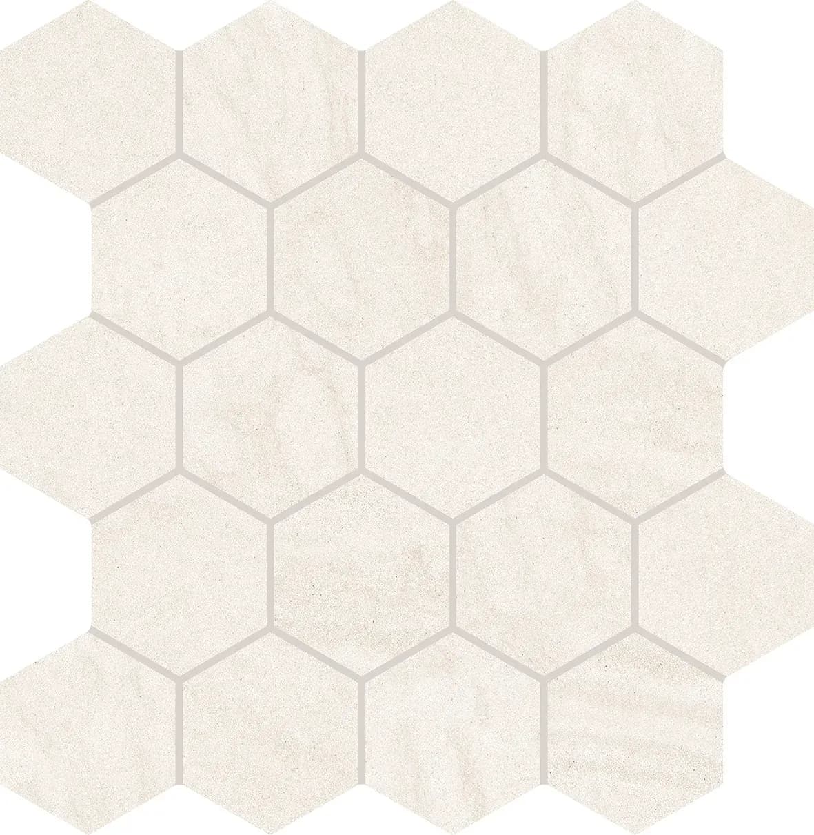 Crosscut White, Mosaic, Hexagon, 2" Hexagon Cross Cut Mosaic, 12×12, Natural