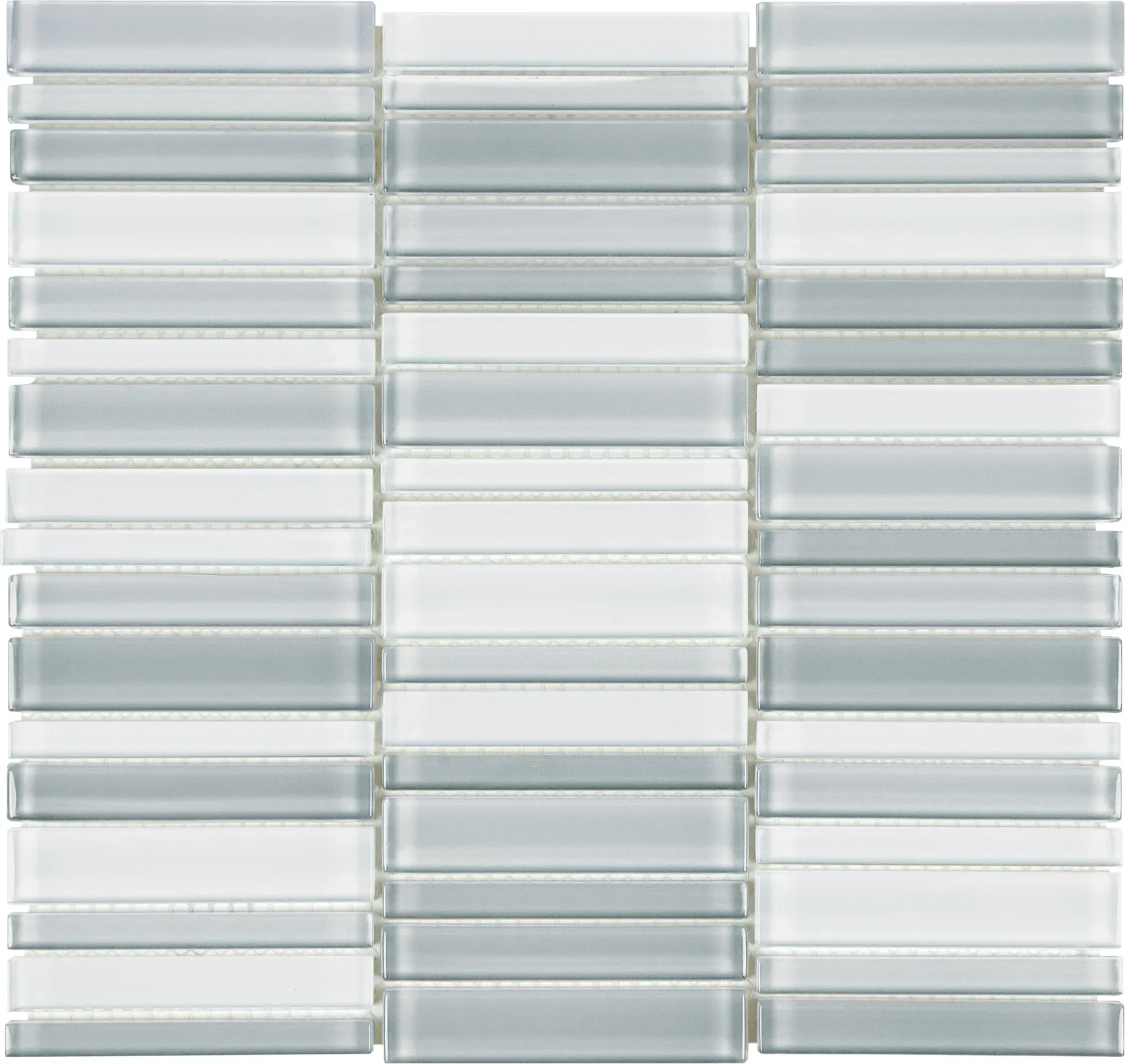 Shades of Grey, Mosaic, Rectangle, Stacked Mosaic, 11.3×12, Glossy