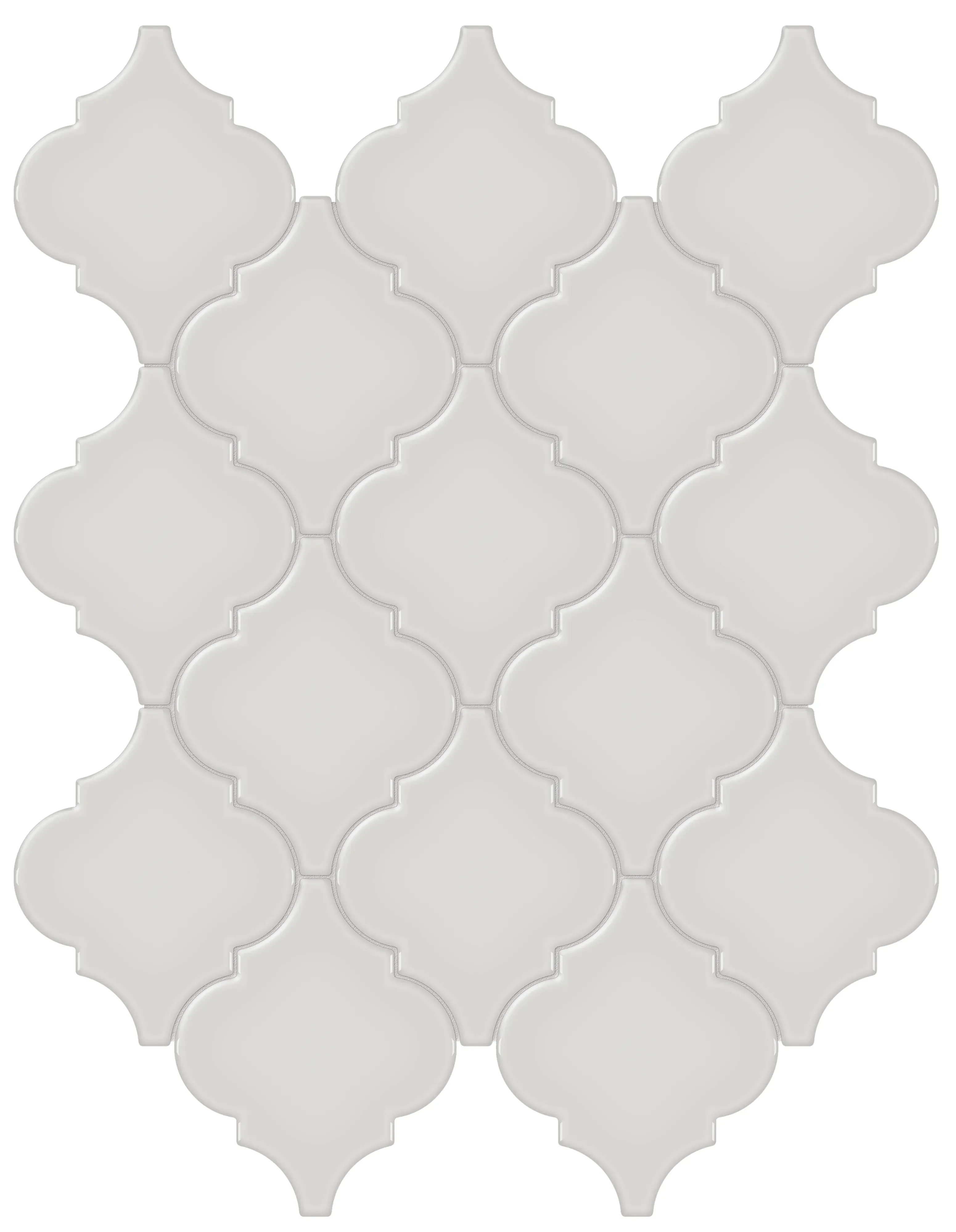 Warm Grey, Mosaic, Arabesque, Beveled Arabesque Mosaic, 10.5×13.5, Glossy