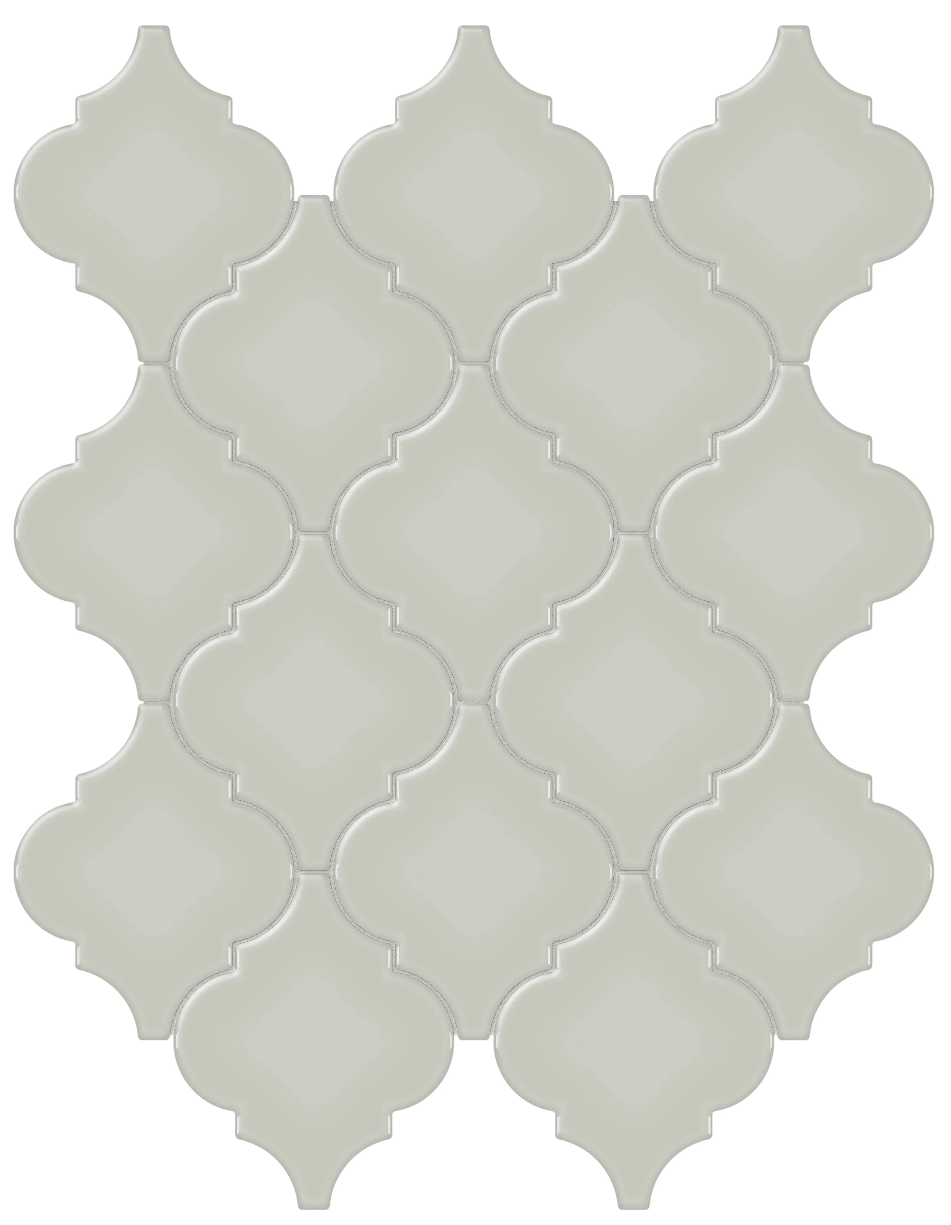 Soft Sage, Mosaic, Arabesque, Beveled Arabesque Mosaic, 10.5×13.5, Glossy