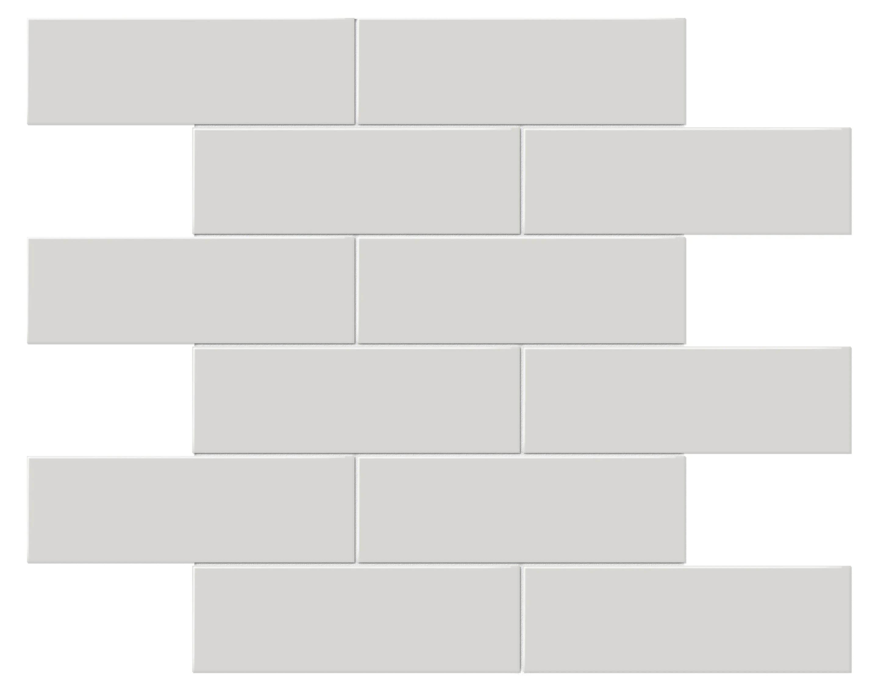 Warm Grey, Mosaic, Rectangle, 2x6 Brick Mosaic, 12×12, Matte