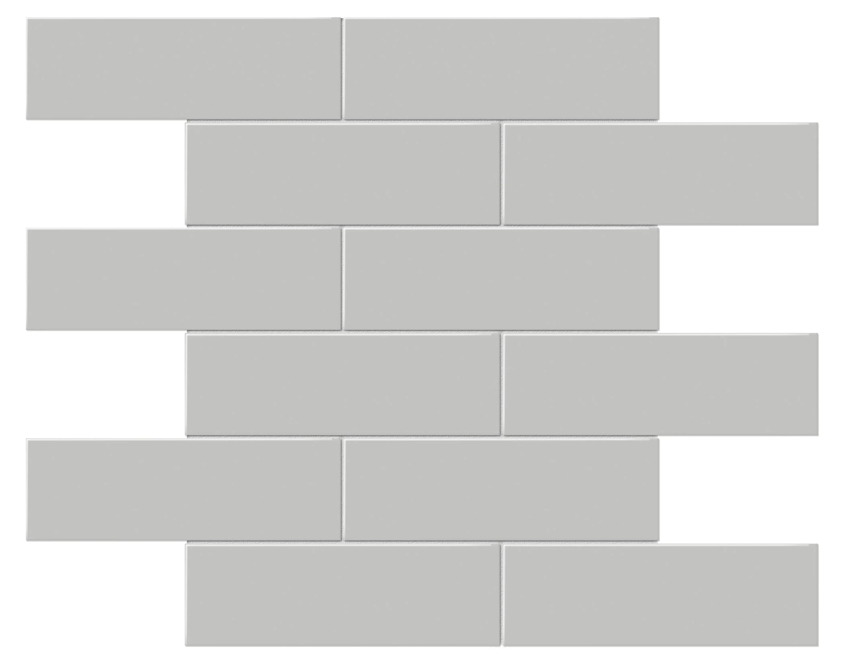 Loft Grey, Mosaic, Rectangle, 2x6 Brick Mosaic, 12×12, Matte