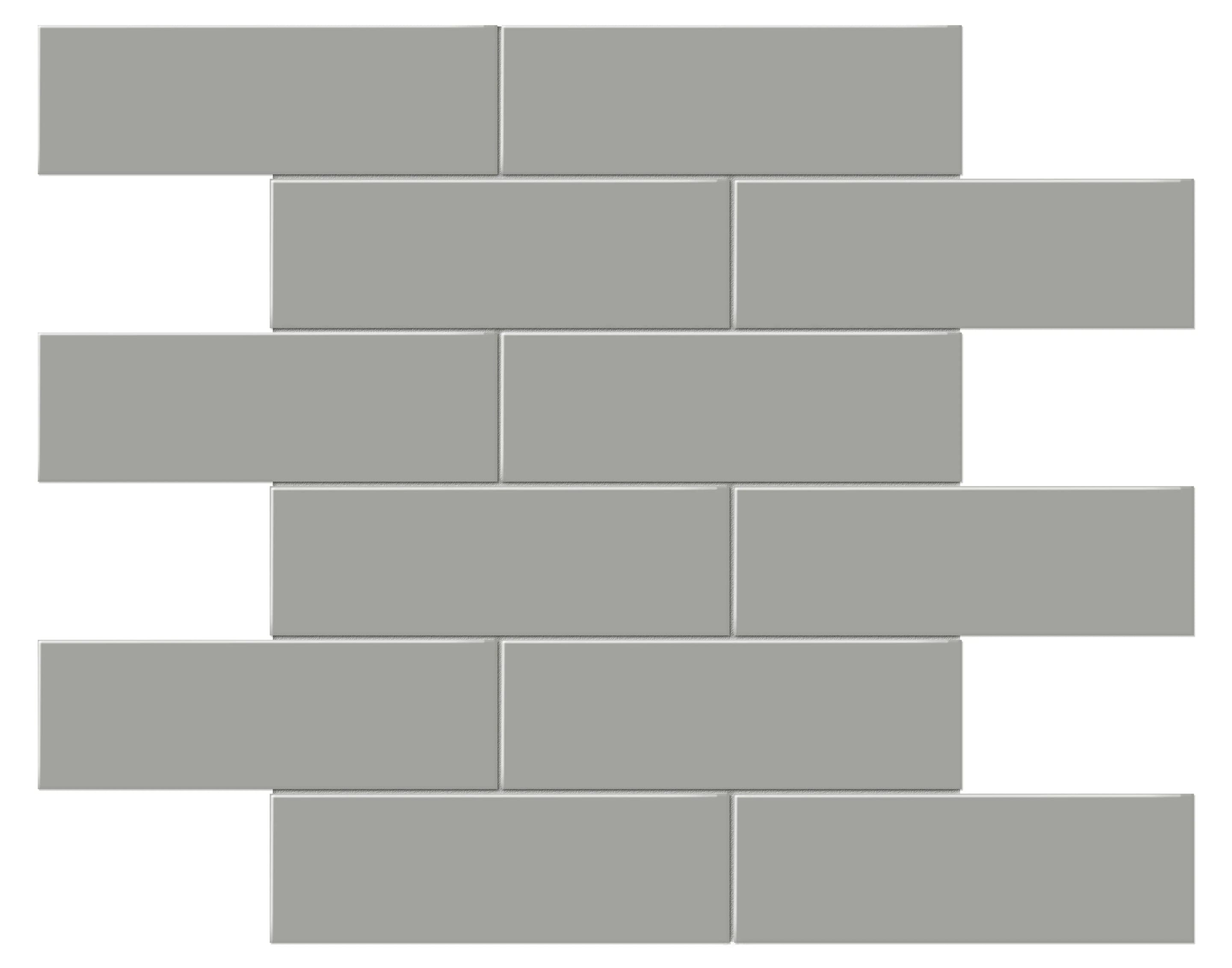 Taupe, Mosaic, Rectangle, 2x6 Brick Mosaic, 12×12, Matte