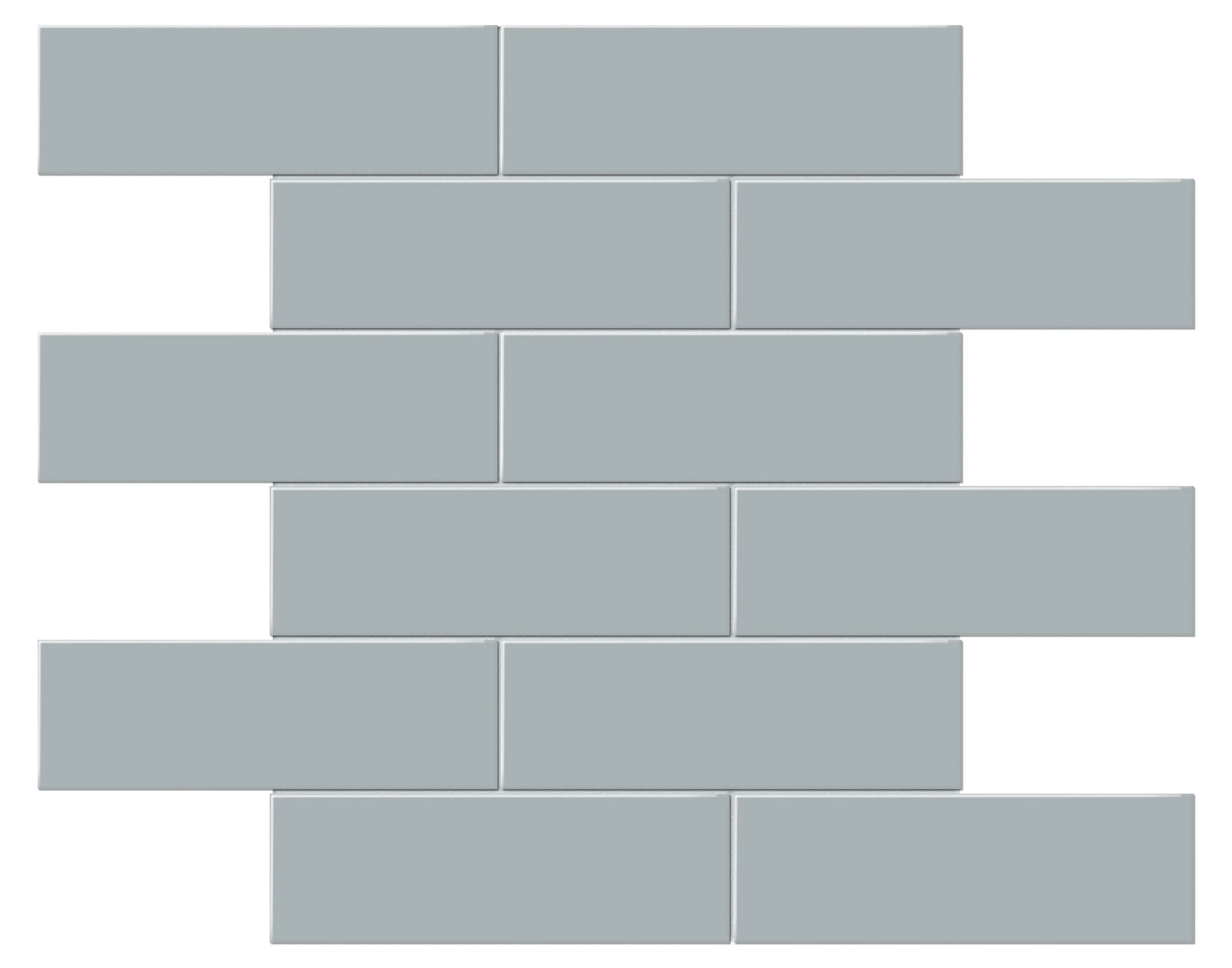 Cloud Blue, Mosaic, Rectangle, 2x6 Brick Mosaic, 12×12, Matte