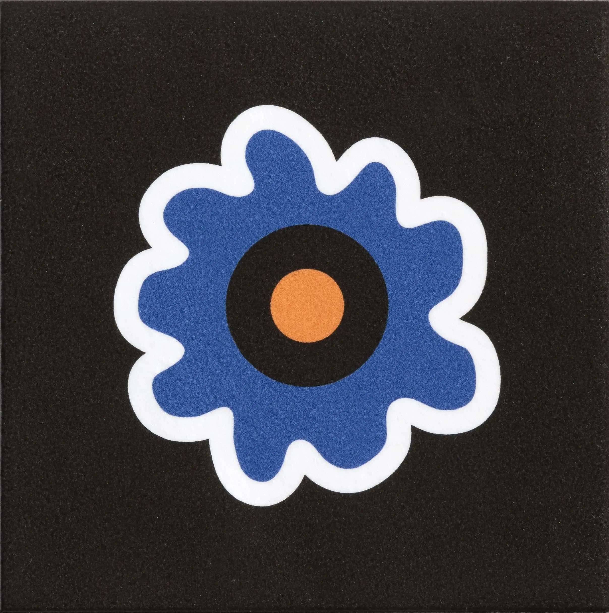 Flower Black, Field tile, Square, 8×8, Glossy
