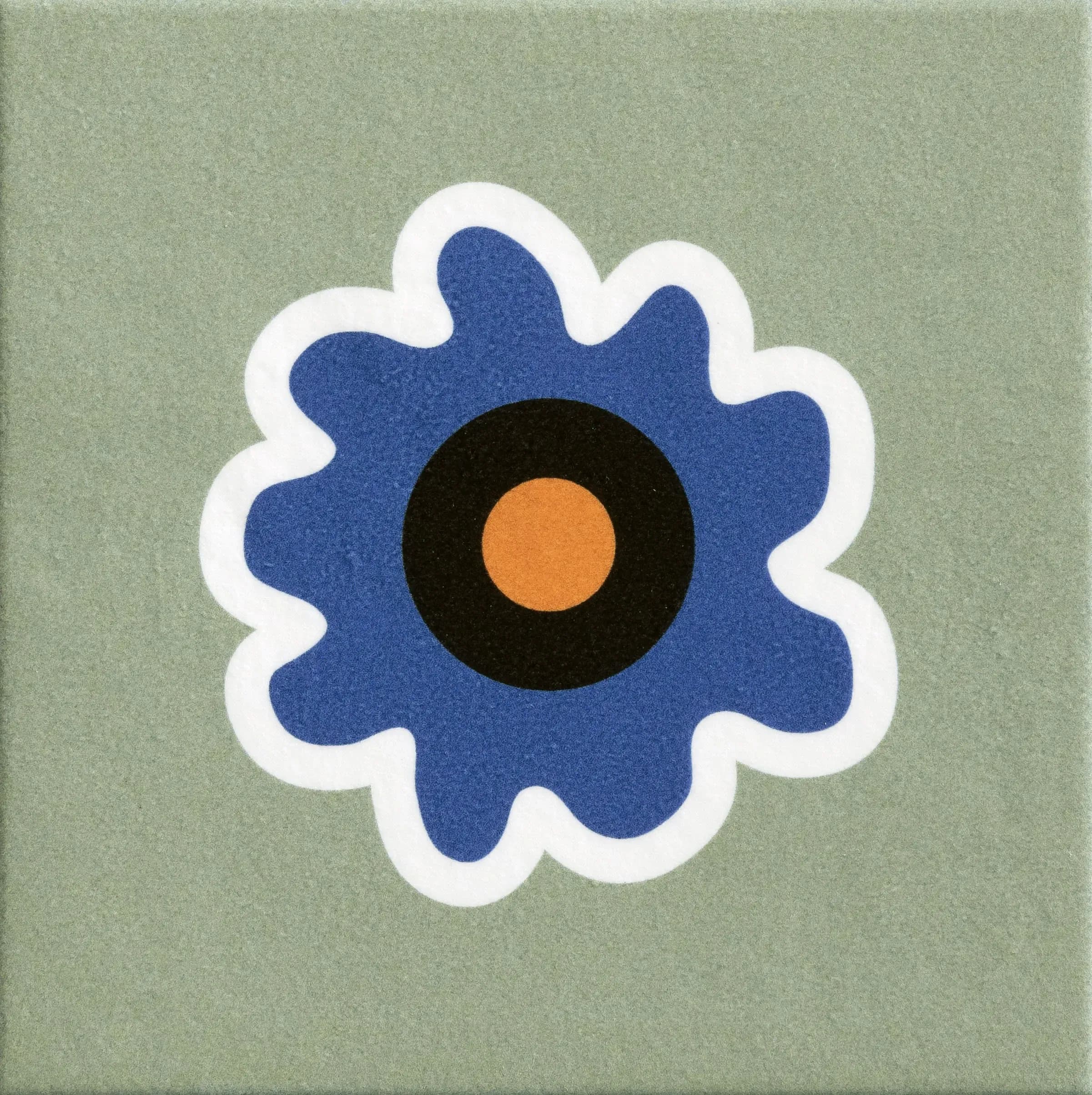 Flower Green, Field tile, Square, 8×8, Glossy
