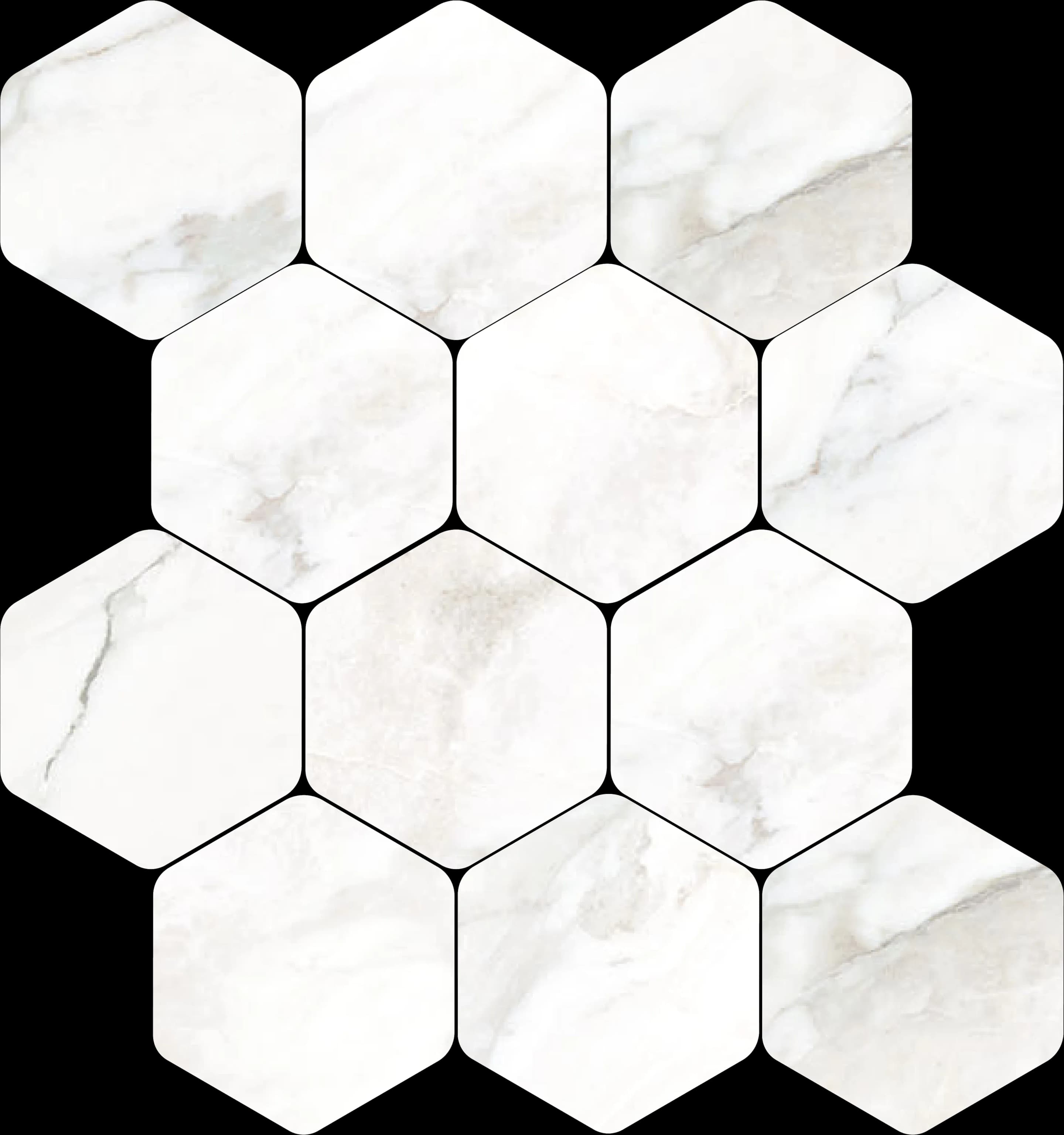 Borghini, Mosaic, Hexagon, Hexagon Mosaic, 14×15, Polished